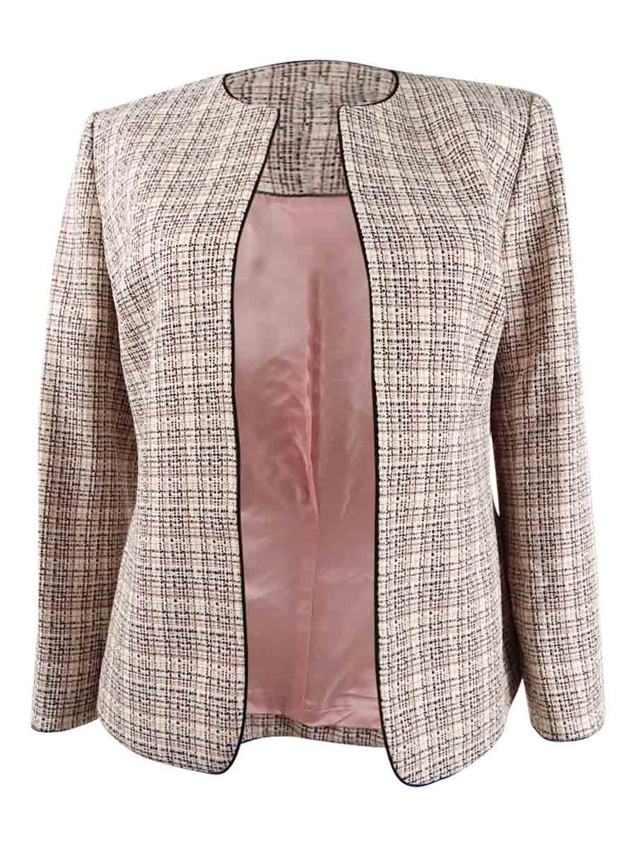 Preowned Anne Klein Women's Pipingtrim Plaid Jacket In Devonshire